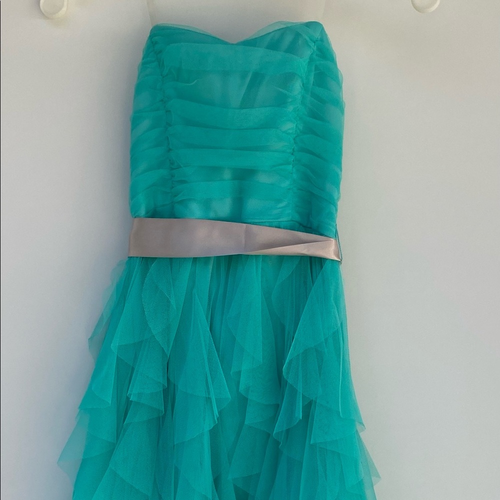 Turquoise Strapless tulle Teen Dress